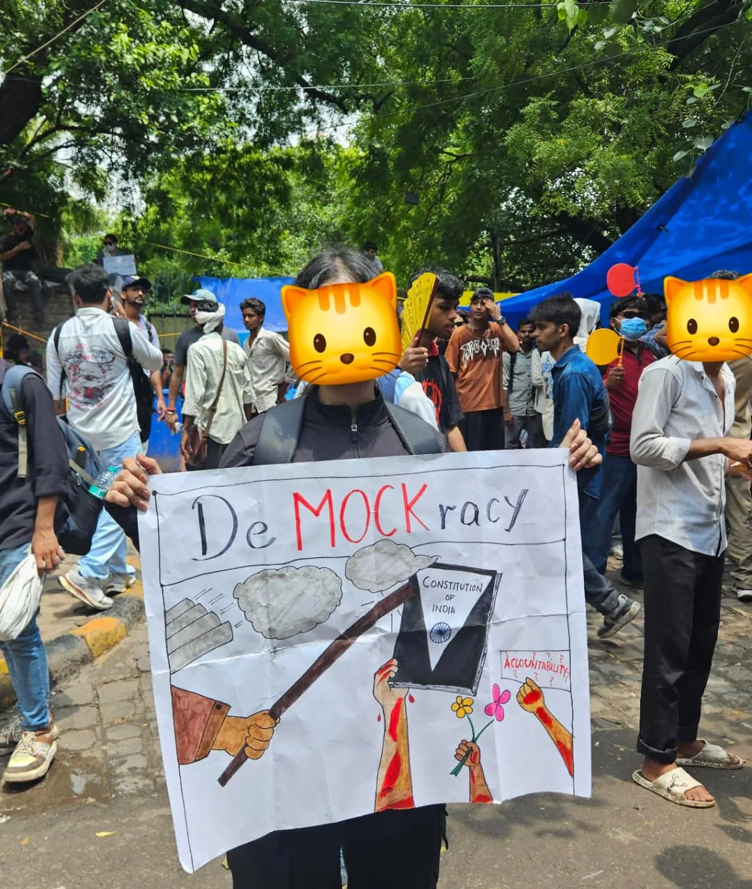 Illustrated “DeMOCKracy” placard